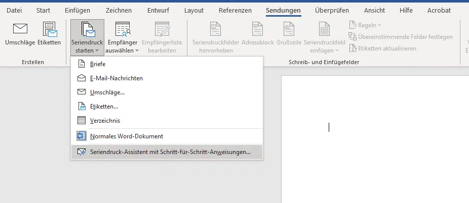 In Word den Serienbrief erstellen, Schritt für Schritt Serienbriefe erstellen mit dem Seriendruck-Assistent in Word