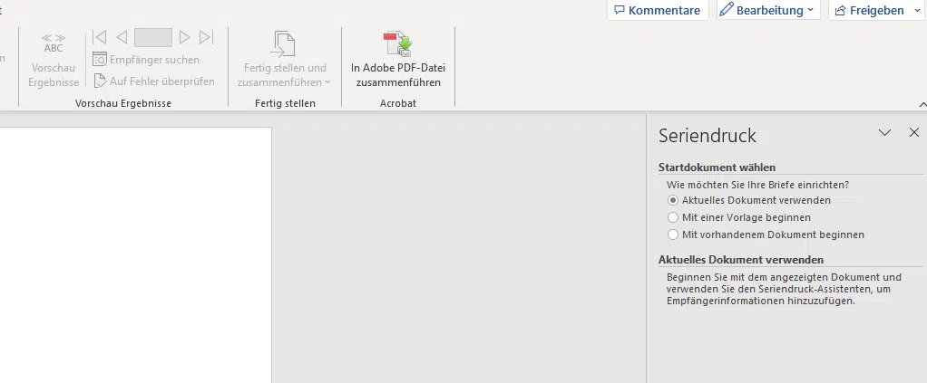 Anleitung zum Serienbrief erstellen mit MS Office Word Serienbriefe erstellen mit dem Seriendruck-Assistent in Word, Startdokument