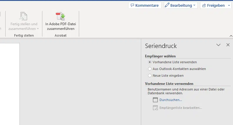 Anleitung zum Serienbrief erstellen mit MS Office Word Serienbriefe erstellen mit dem Seriendruck-Assistent in Word - Auswahl der Empfänger