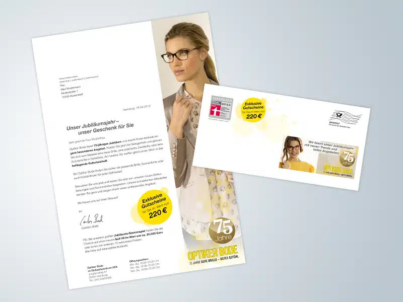 bedruckte-briefumschläge-din-lang-mailingdruck24 Direktmailing-Beispiel für Optiker