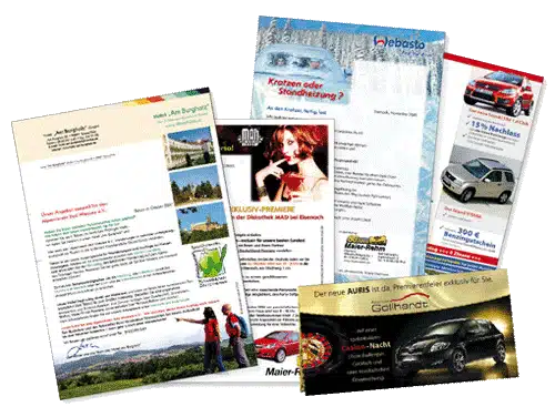 mailingbeispiele_gestalten Wir gestalten, drucken und konfektionieren alle Arten von Mailings.