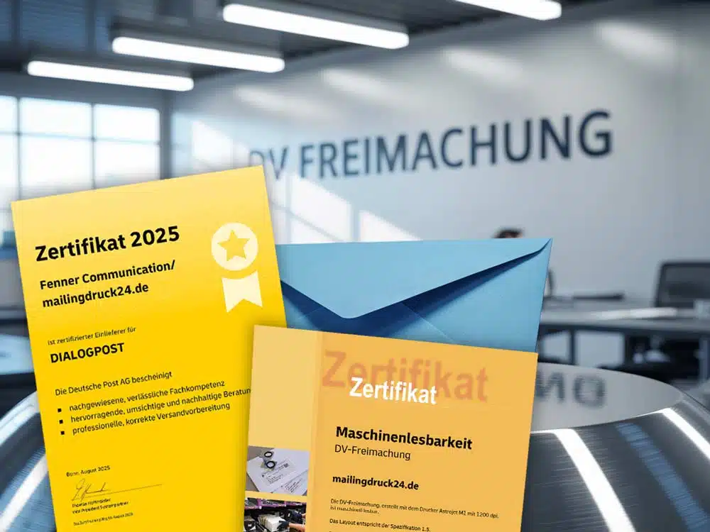 DV_Freimachung_Zertifikate Mailingdruck24 ist Ihr Partner für DV-Freimachung